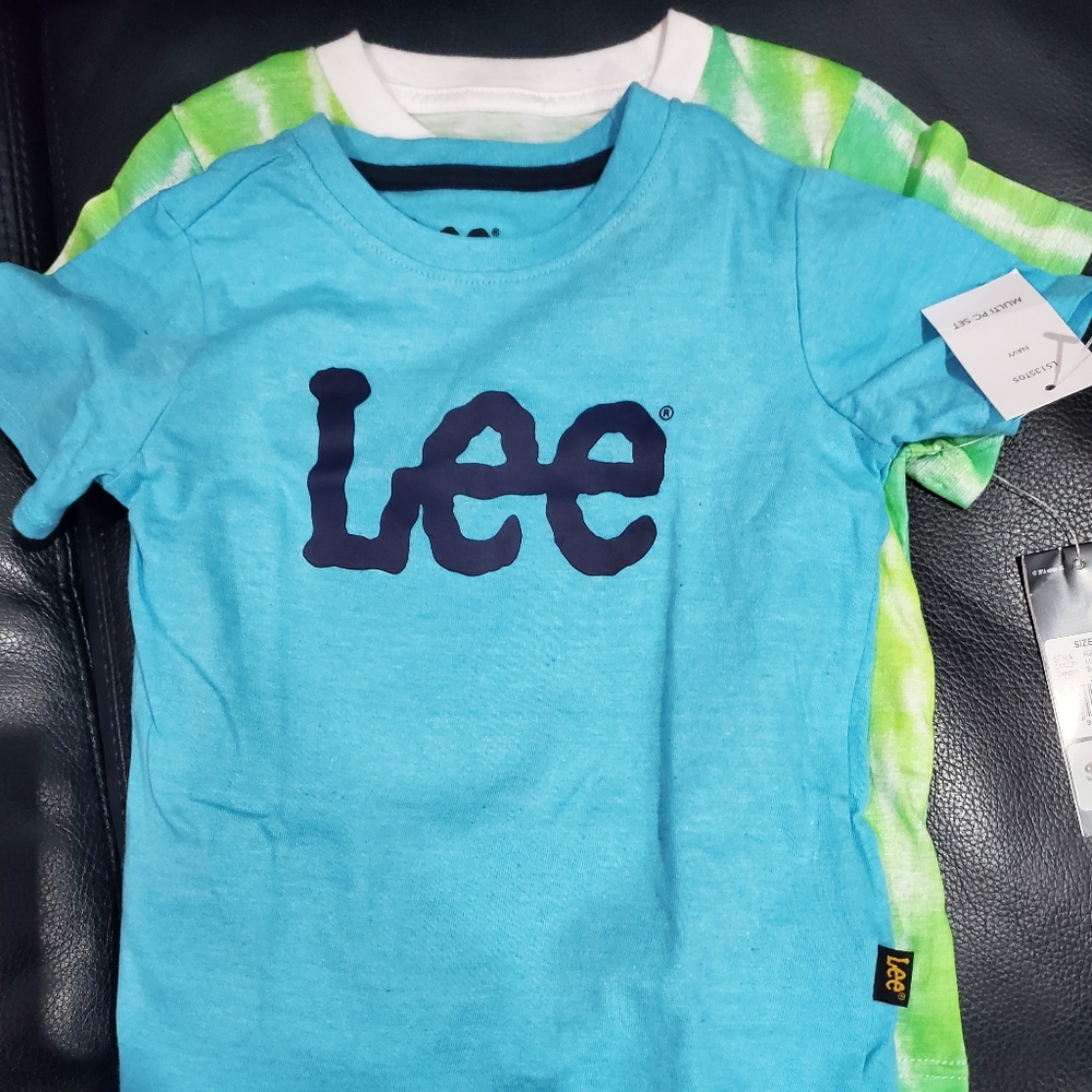 Two New size 2T short sleeve Tshirts Adidas and Lee Aqua and tie dye green